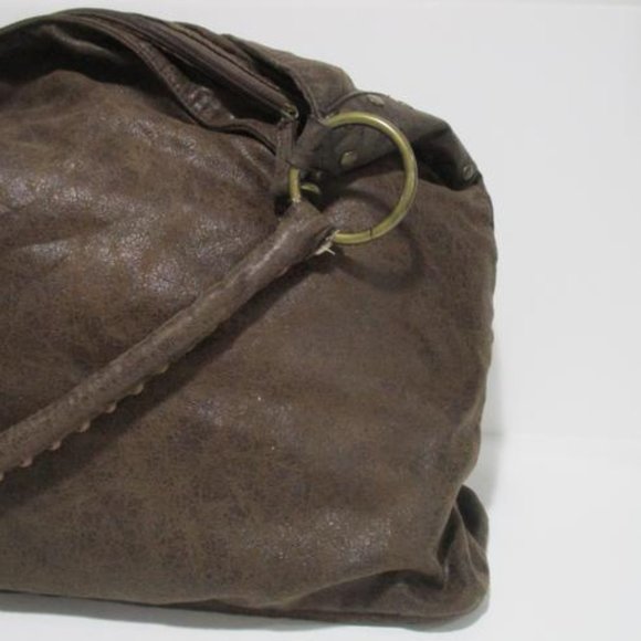 *Unbranded Brown Crinkle Rope Handle Rust Suede Tote - Picture 6 of 9